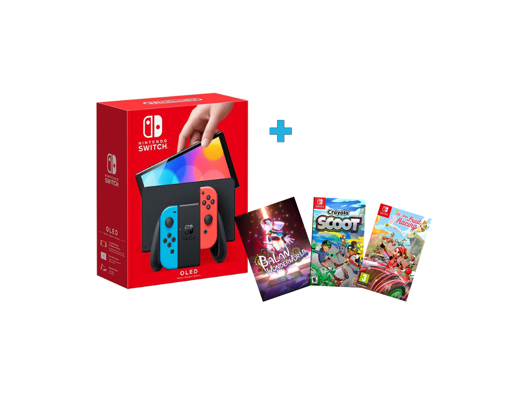 Nintendo Switch OLED Console 64GB Neon Blue/Red with 3 Games Nintendo Switch OLED Console 64GB Neon Blue/Red with 3 Games